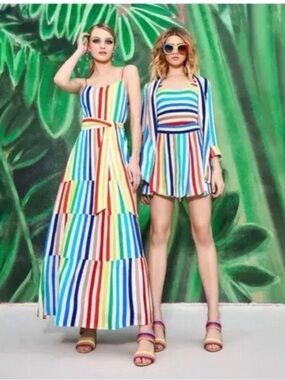 Alice + Olivia Rainbow Stripe Maxi Dress
